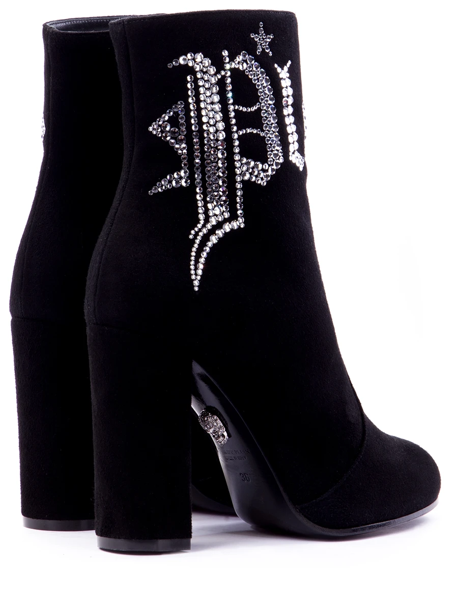 Замшевые ботильоны с декором PHILIPP PLEIN A18S WSE0243 Черный  Фото 4