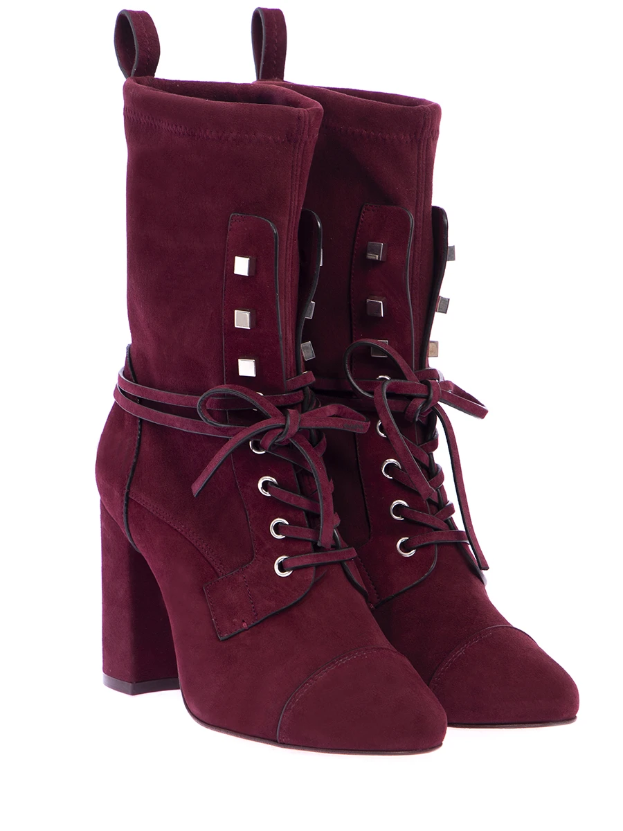 Замшевые сапоги на шнуровке STUART WEITZMAN YL82933 Бордовый  Фото 2