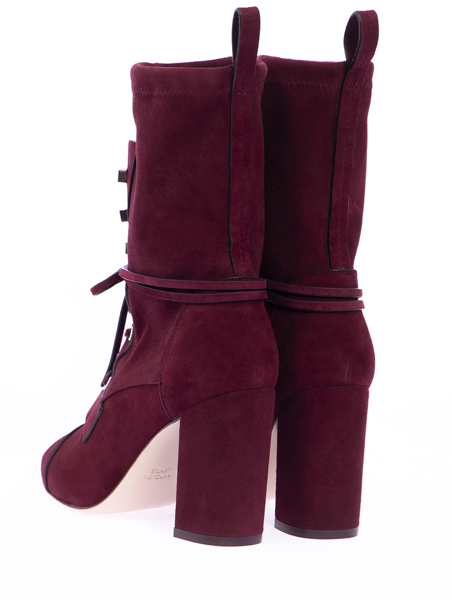 Замшевые сапоги на шнуровке STUART WEITZMAN YL82933 Бордовый  Фото 4