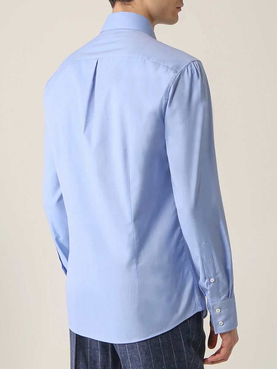 Рубашка Slim Fit хлопковая BRUNELLO CUCINELLI M0UC41718 C038 Голубой  Фото 3