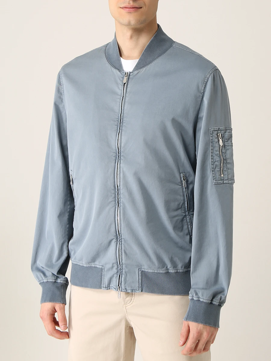 Бомбер хлопковый BRUNELLO CUCINELLI M289L6463 C6239 Голубой  Фото 4