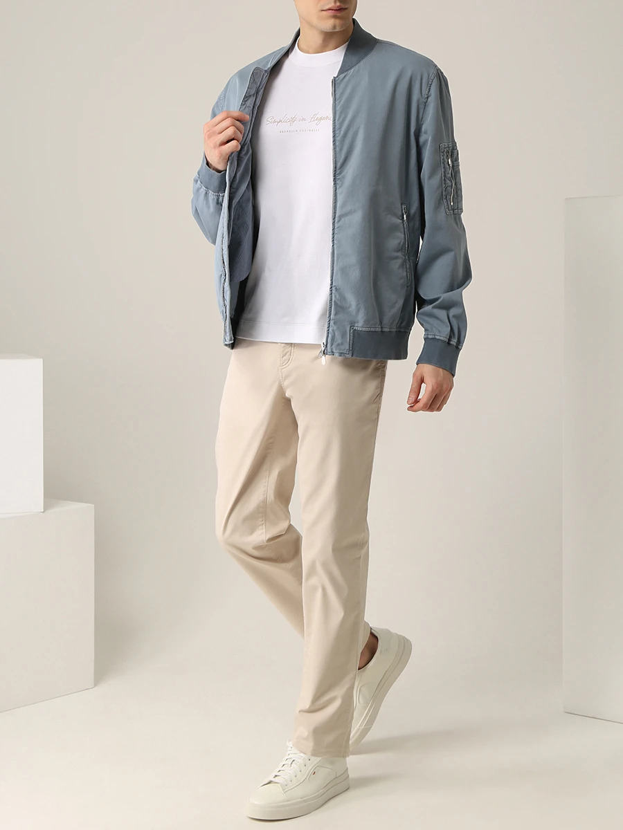 Бомбер хлопковый BRUNELLO CUCINELLI M289L6463 C6239 Голубой  Фото 2