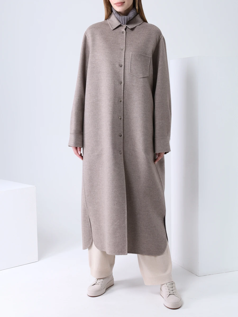 Пальто шерстяное MANZONI 24 21M309-DB1-Б Бежевый  Фото 4