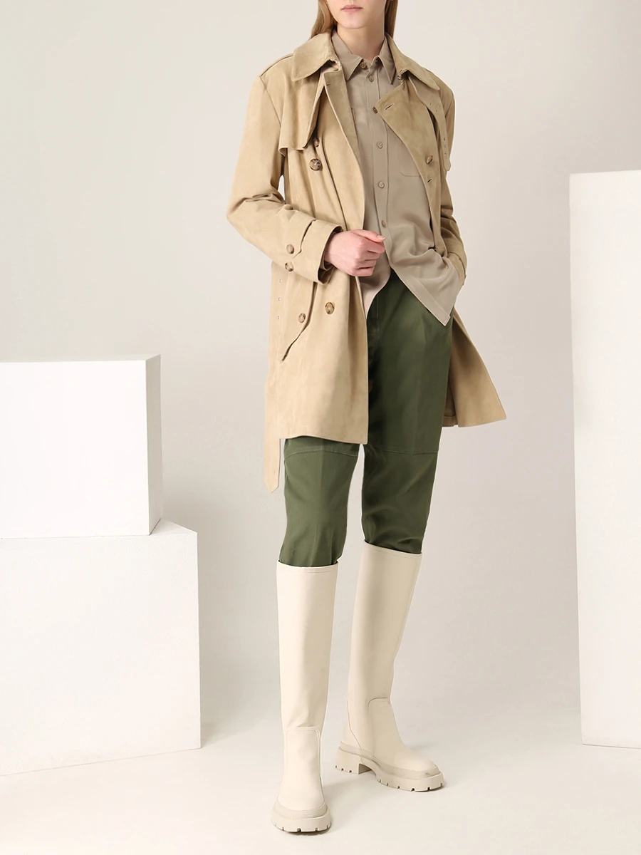 Плащ замшевый RALPH LAUREN 290853893001 Бежевый  Фото 2