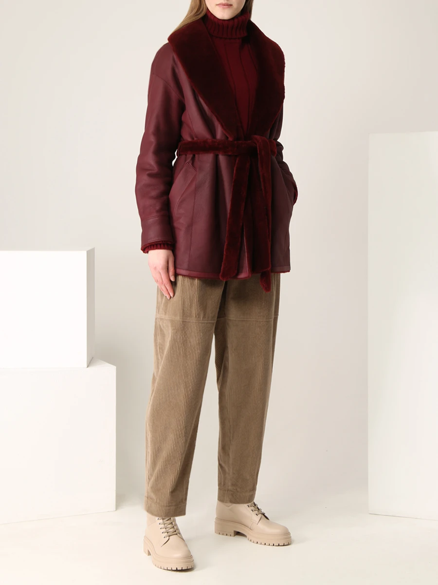 Дубленка двусторонняя Brennan LORO PIANA FAL7302 Q02N Бордовый  Фото 2