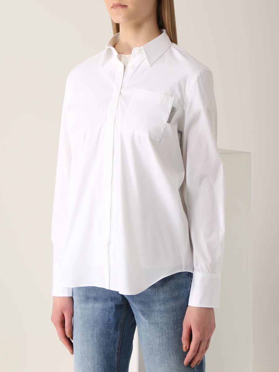 Рубашка хлопковая BRUNELLO CUCINELLI M0091MF106 C159, размер 46, цвет белый - фото 4