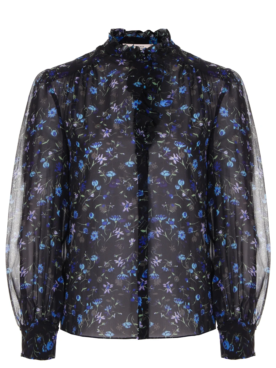 Блуза шелковая с принтом DOROTHEE SCHUMACHER 549701 084, размер 48, цвет цветочный принт - фото 1