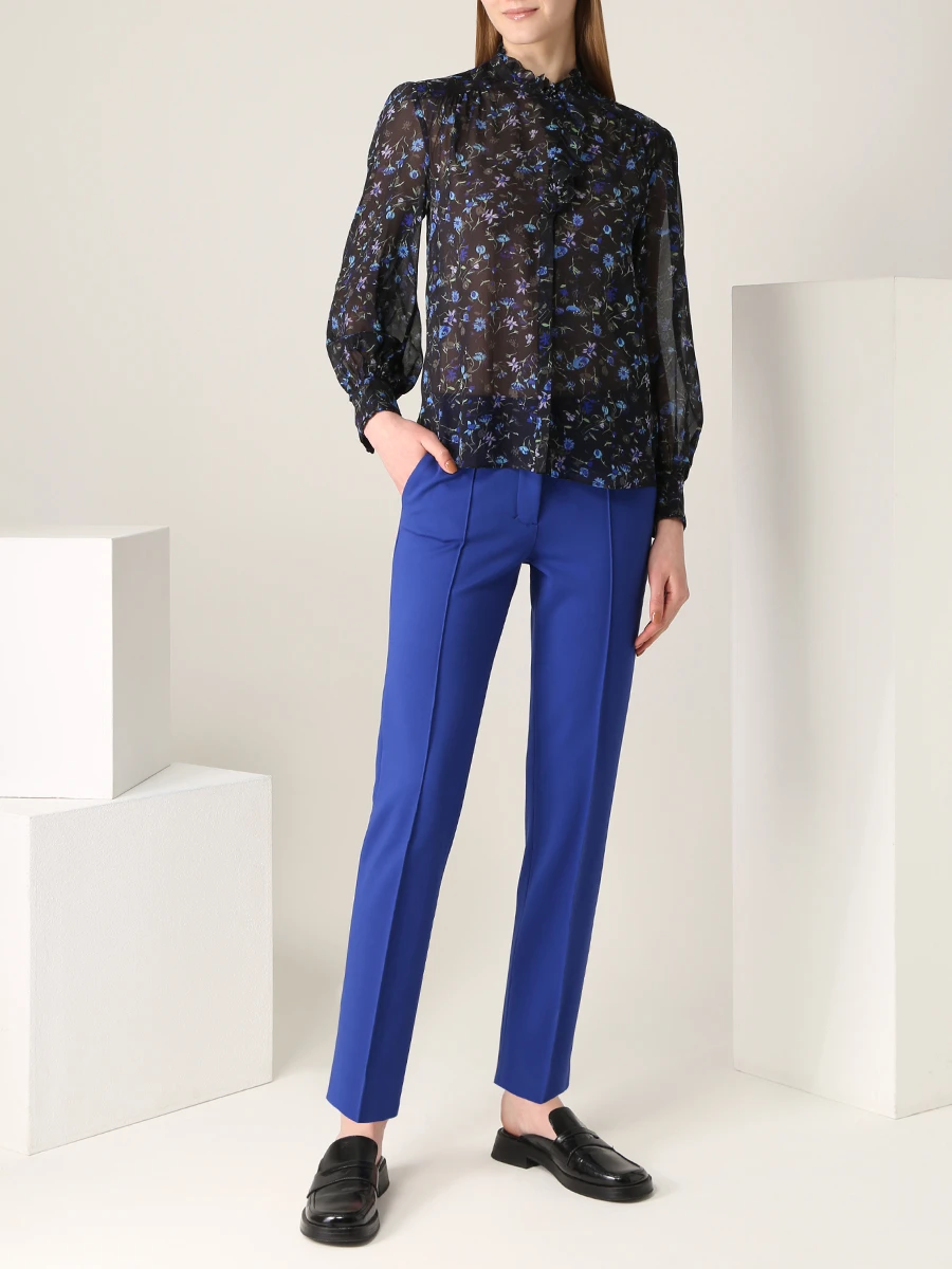 Блуза шелковая с принтом DOROTHEE SCHUMACHER 549701 084, размер 48, цвет цветочный принт - фото 2