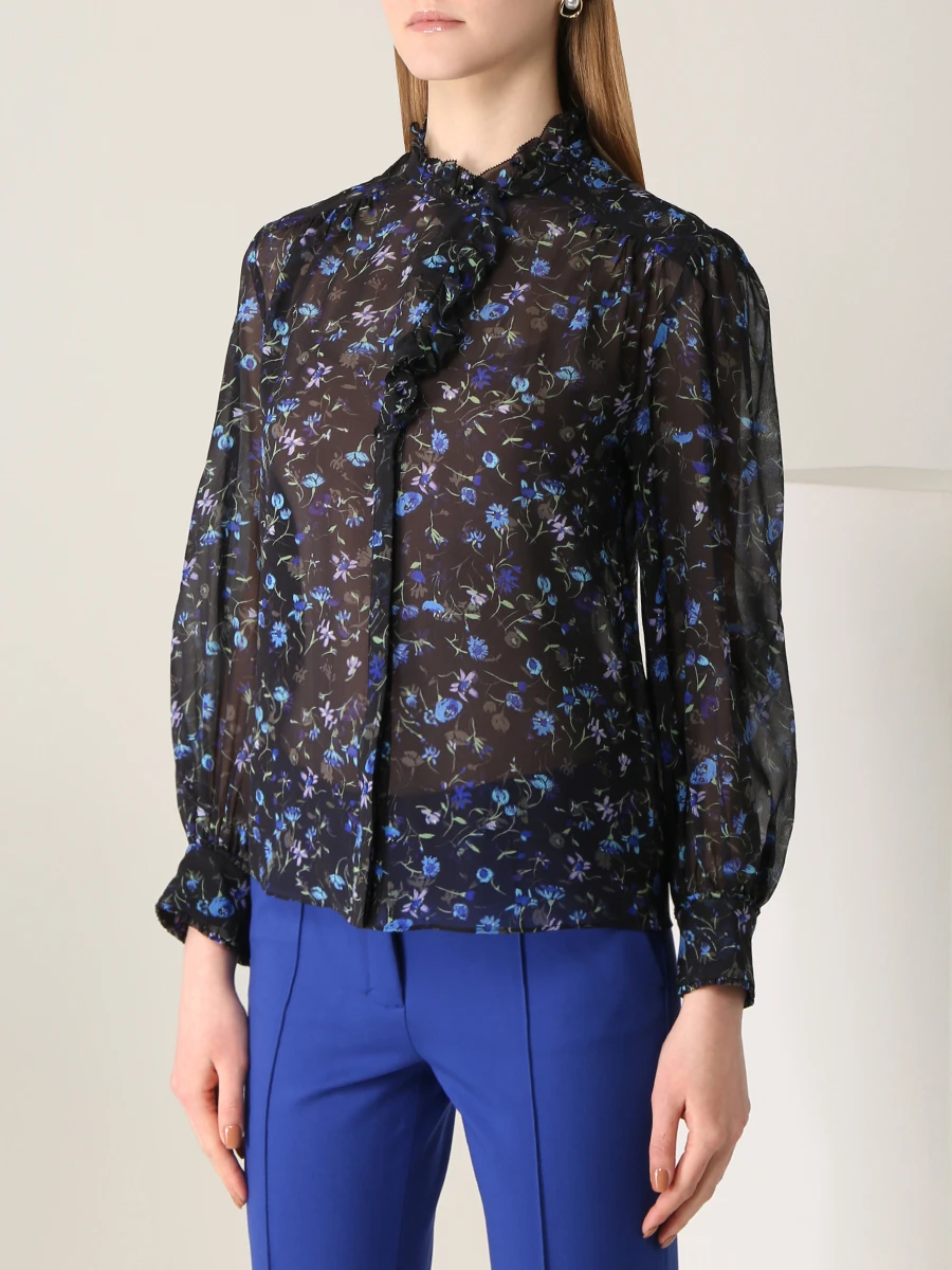 Блуза шелковая с принтом DOROTHEE SCHUMACHER 549701 084, размер 48, цвет цветочный принт - фото 4