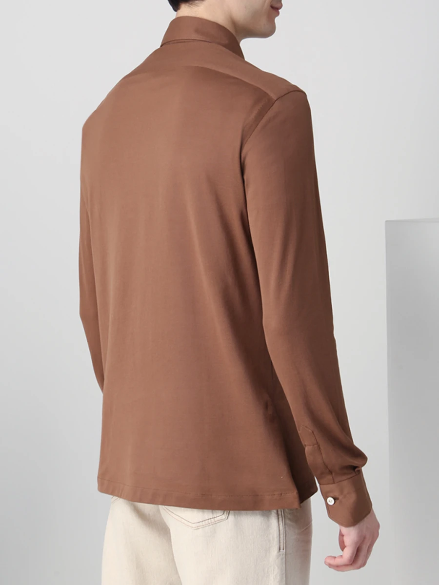 Поло хлопковое KITON UMCPOSH0808306000 Коричневый  Фото 3