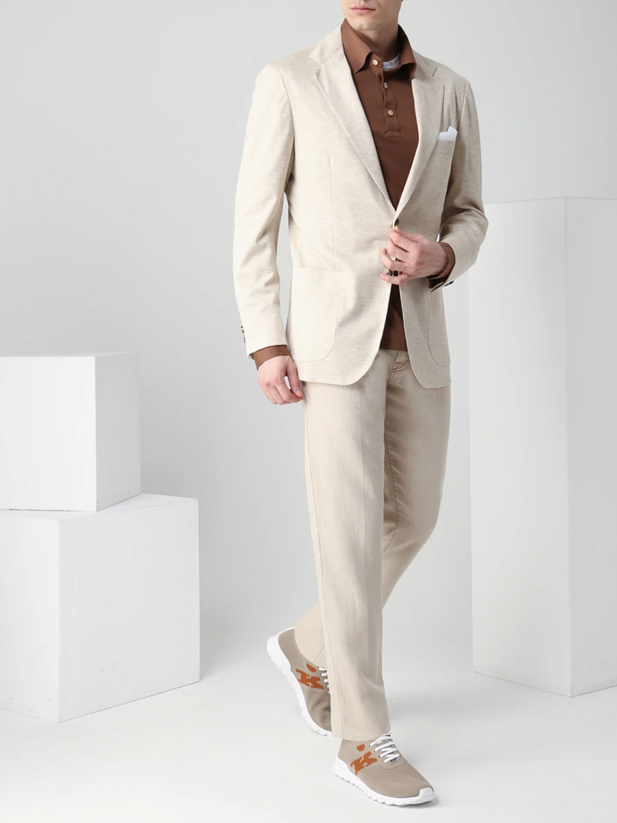 Поло хлопковое KITON UMCPOSH0808306000 Коричневый  Фото 2