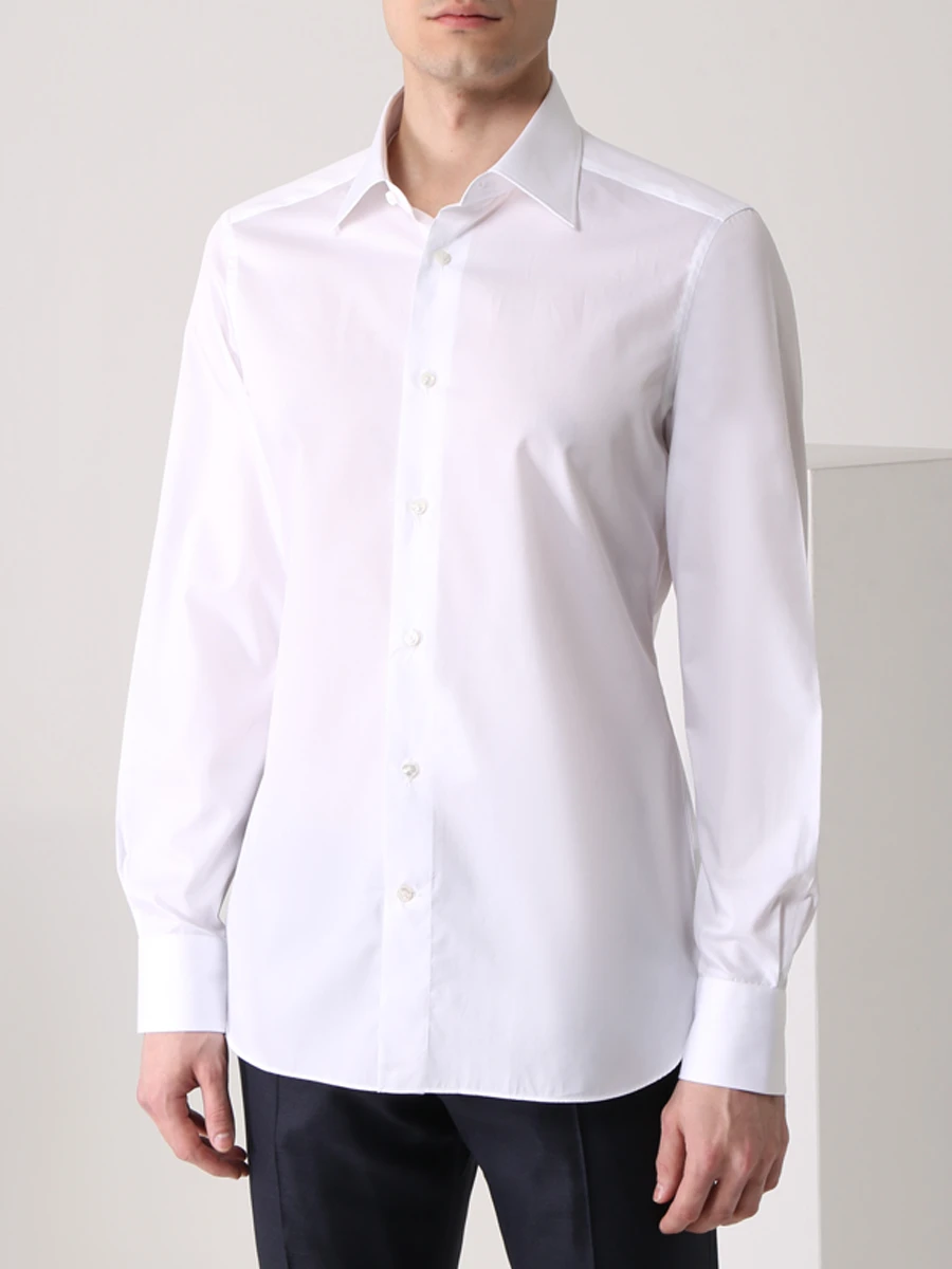 Рубашка Regular Fit хлопковая ERMENEGILDO ZEGNA 301222-9MS0PA, размер 64, цвет белый - фото 4
