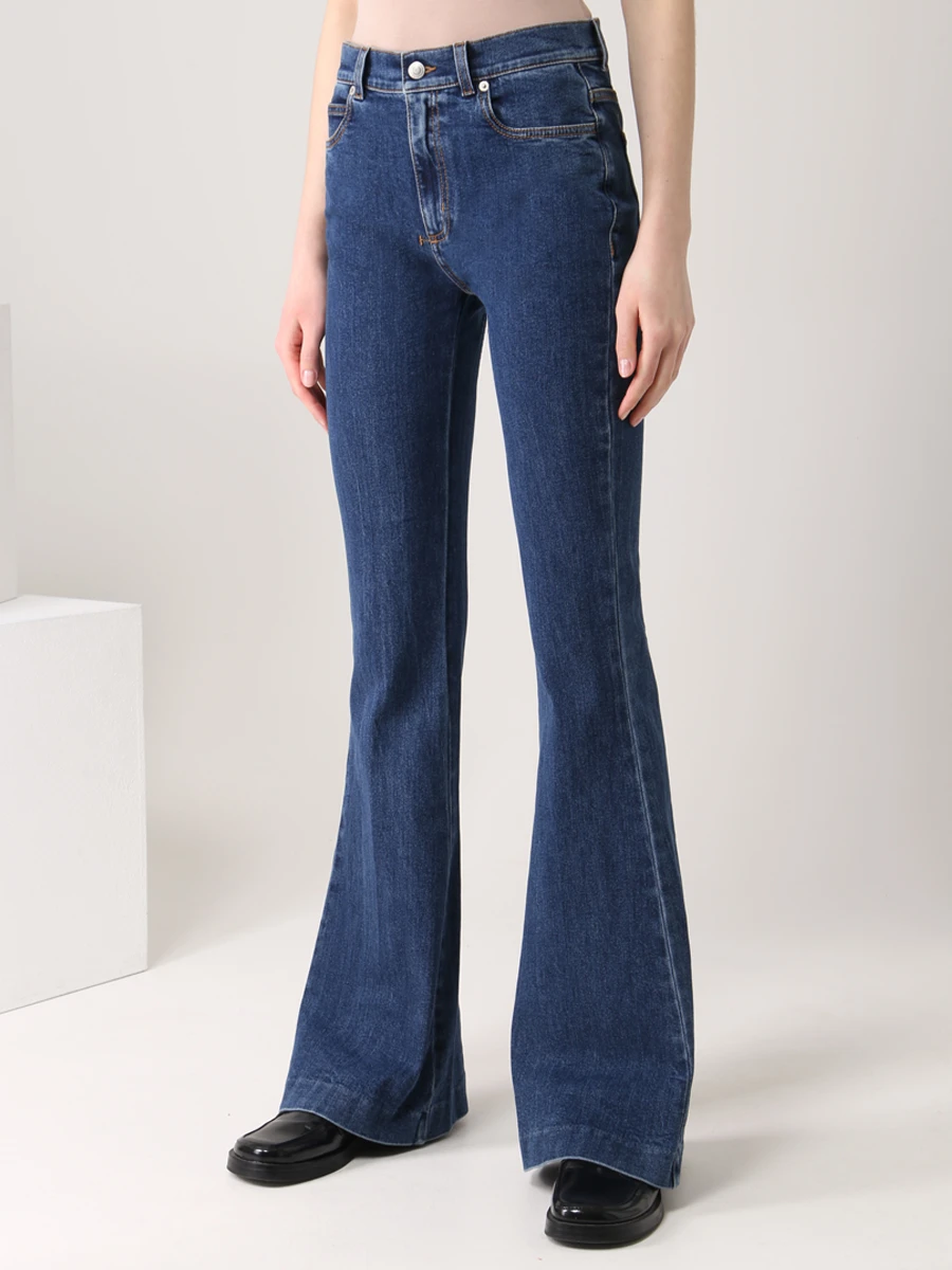 Джинсы-клеш хлопковые ALEXANDER MCQUEEN 687448QMABQ/4118 Деним  Фото 4
