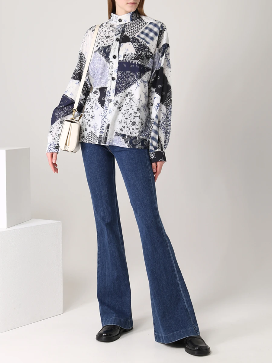 Джинсы-клеш хлопковые ALEXANDER MCQUEEN 687448QMABQ/4118 Деним  Фото 2