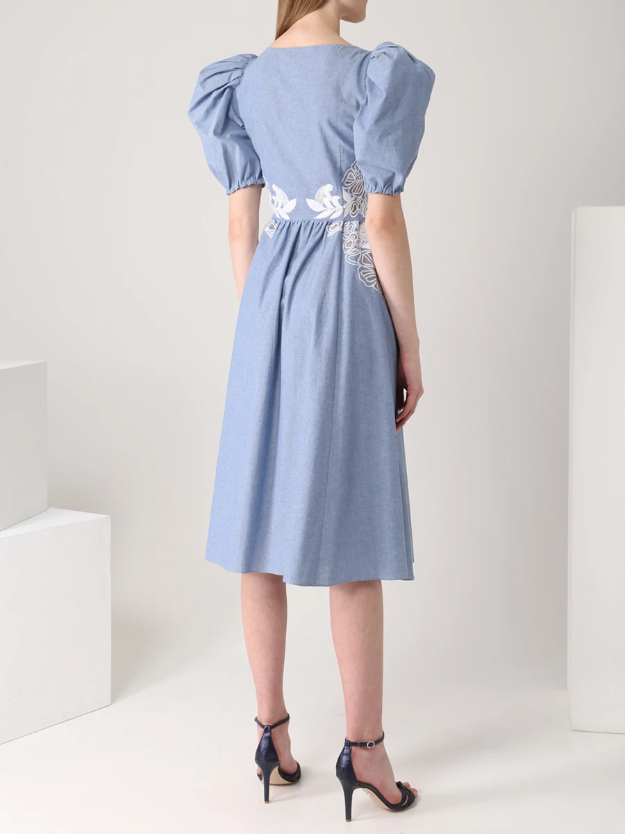 Платье хлопковое CAROLINA HERRERA R2211E540CHM 146 Голубой  Фото 3