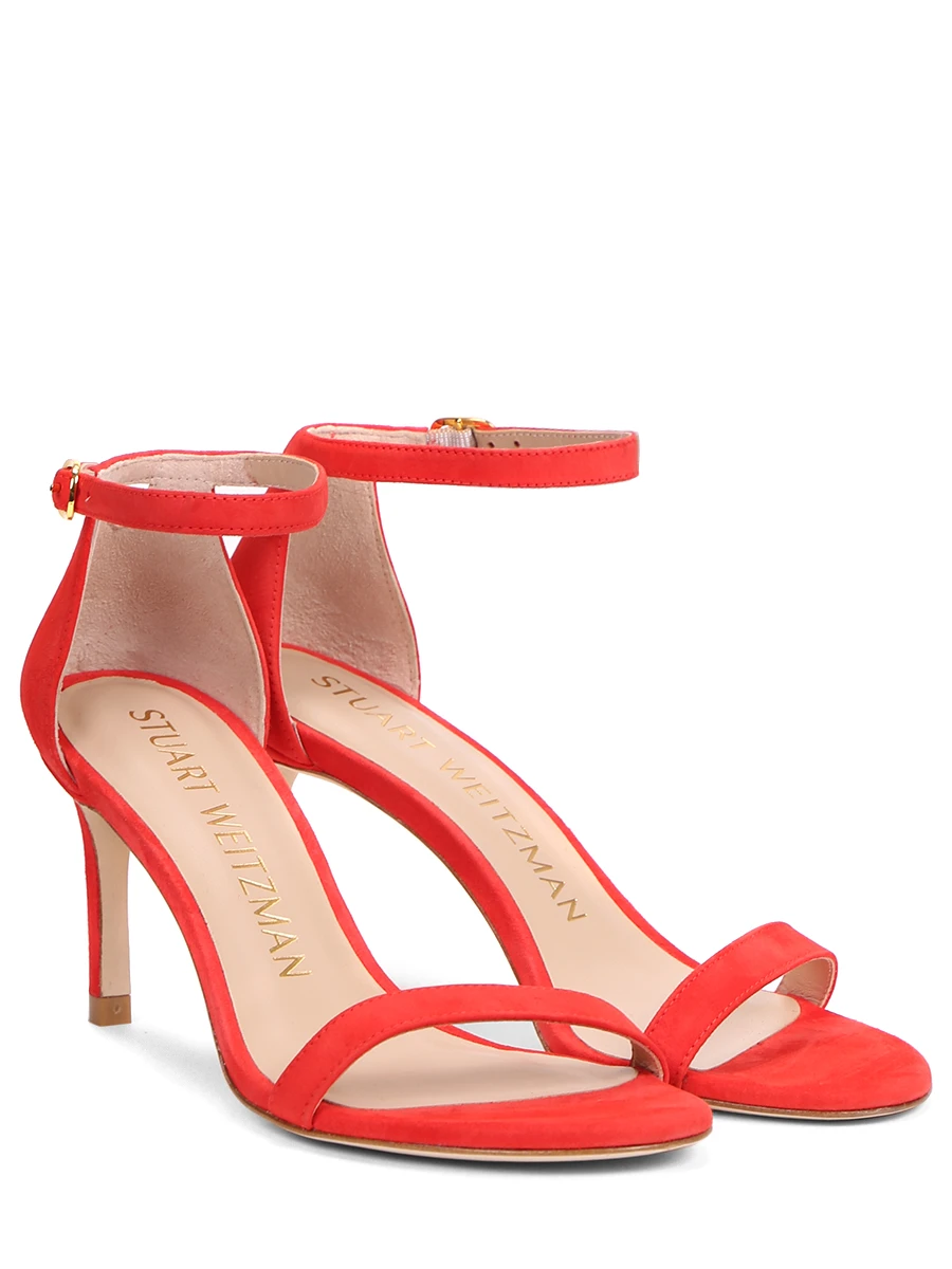 Босоножки замшевые Nunakedstraight STUART WEITZMAN S2244// Красный  Фото 2