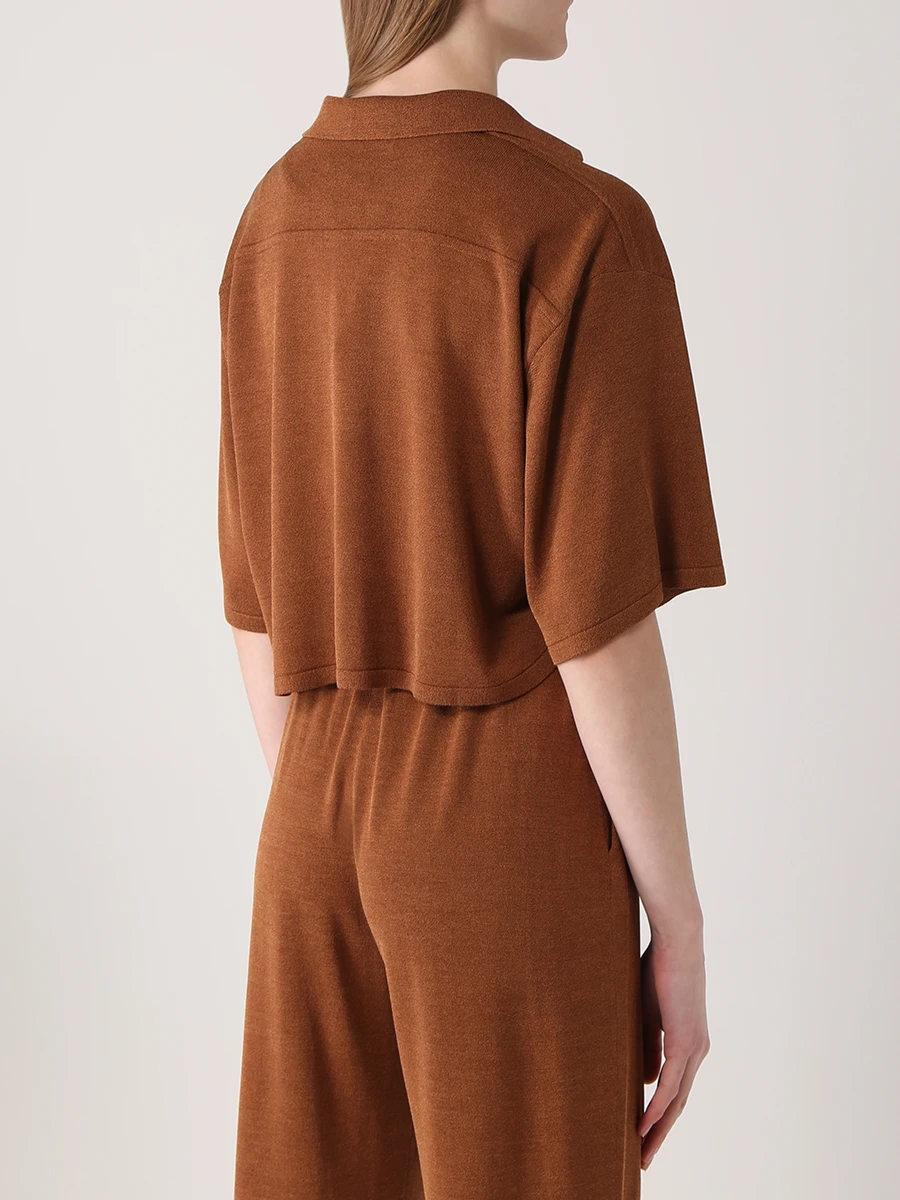 Блуза шелковая FREE AGE S22.CR023.6070.103, размер 40, цвет коричневый - фото 3