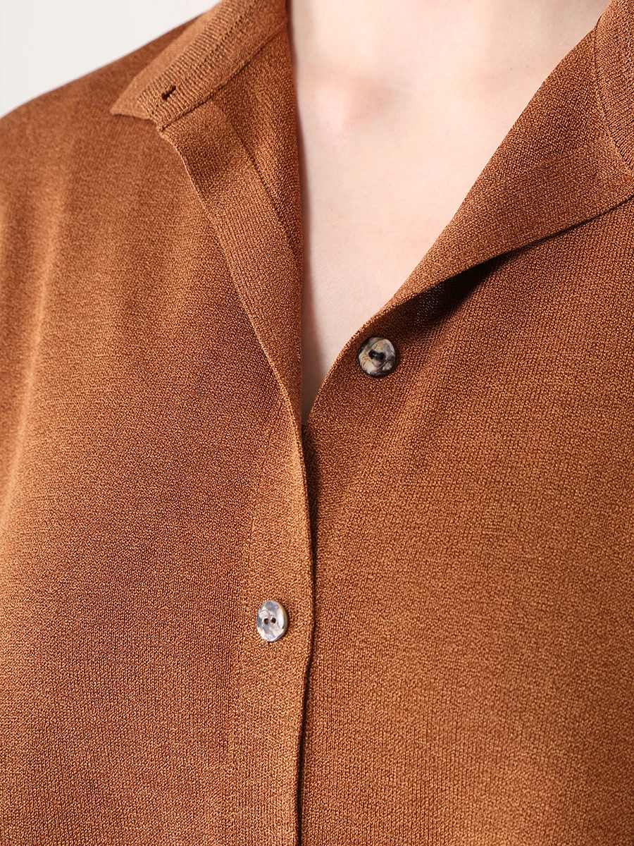 Блуза шелковая FREE AGE S22.CR023.6070.103, размер 40, цвет коричневый - фото 5