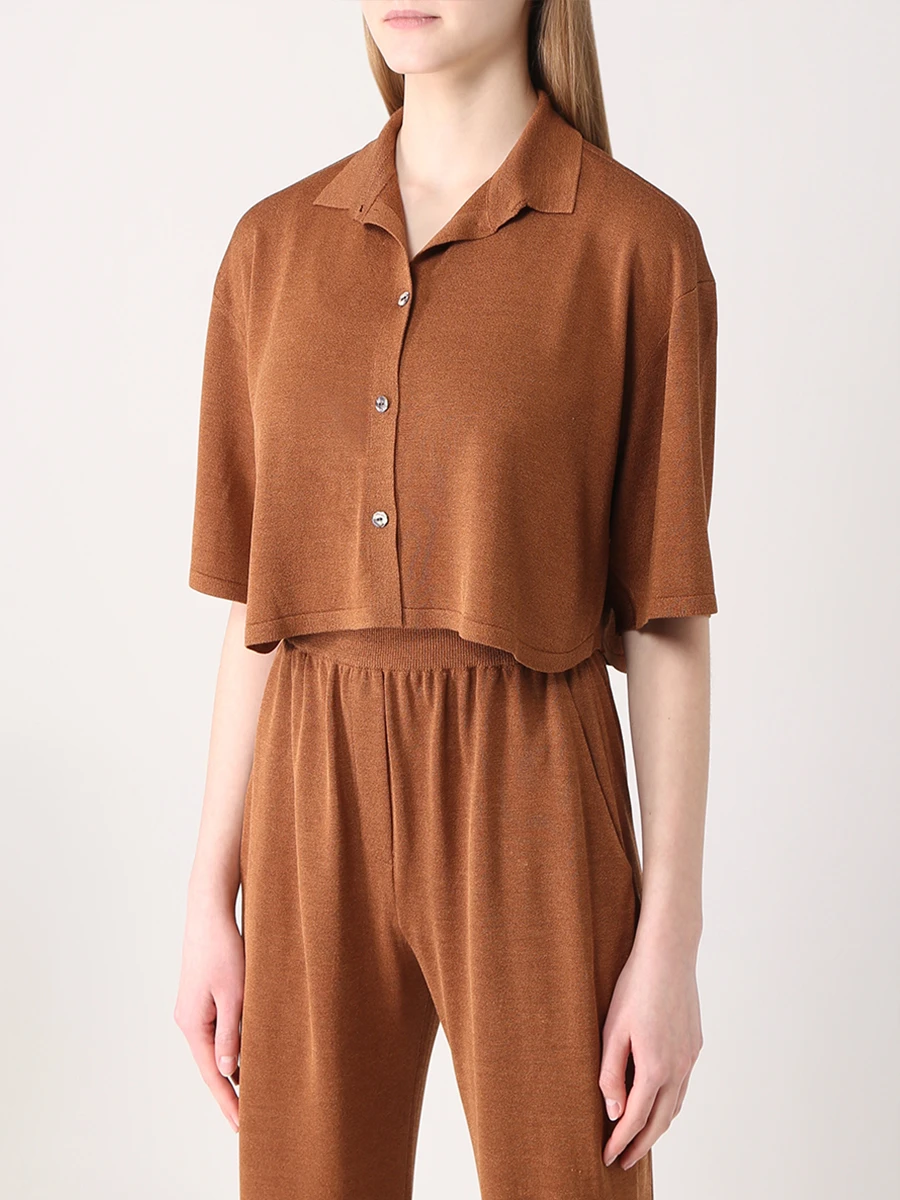 Блуза шелковая FREE AGE S22.CR023.6070.103, размер 40, цвет коричневый - фото 4