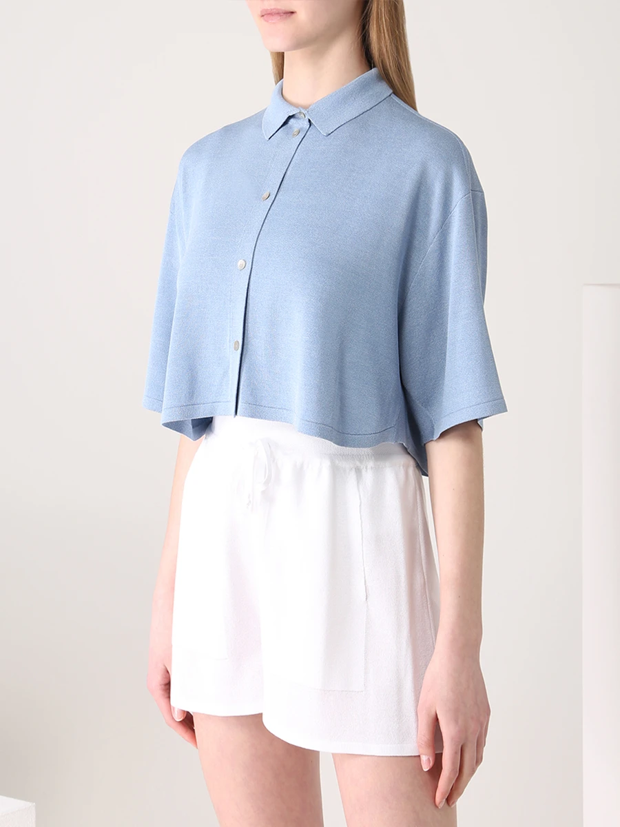Блуза шелковая FREE AGE S22.CR023.6070.400, размер 44, цвет голубой - фото 4