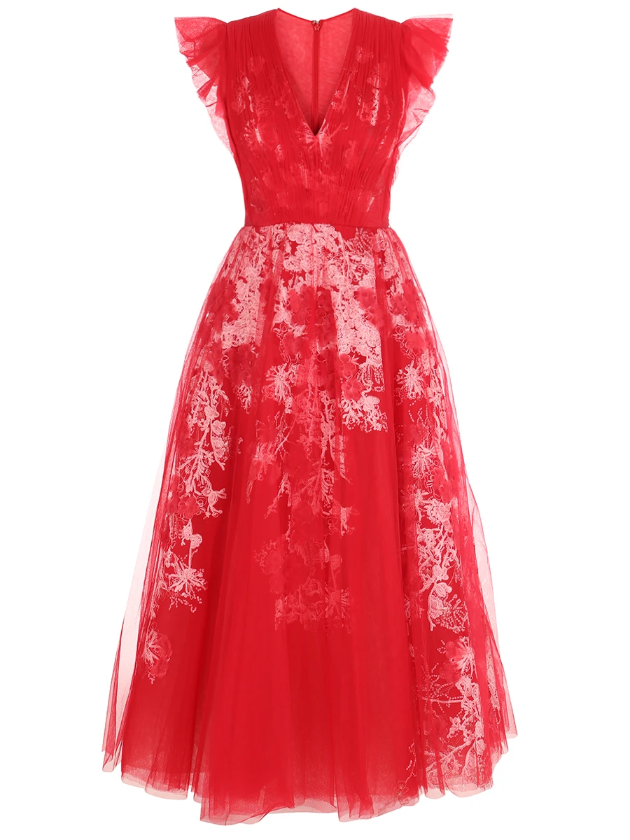 Платье с вышивкой и пайетками, RE.3594, BY SAIID KOBEISY, Красный, 1071007  - купить