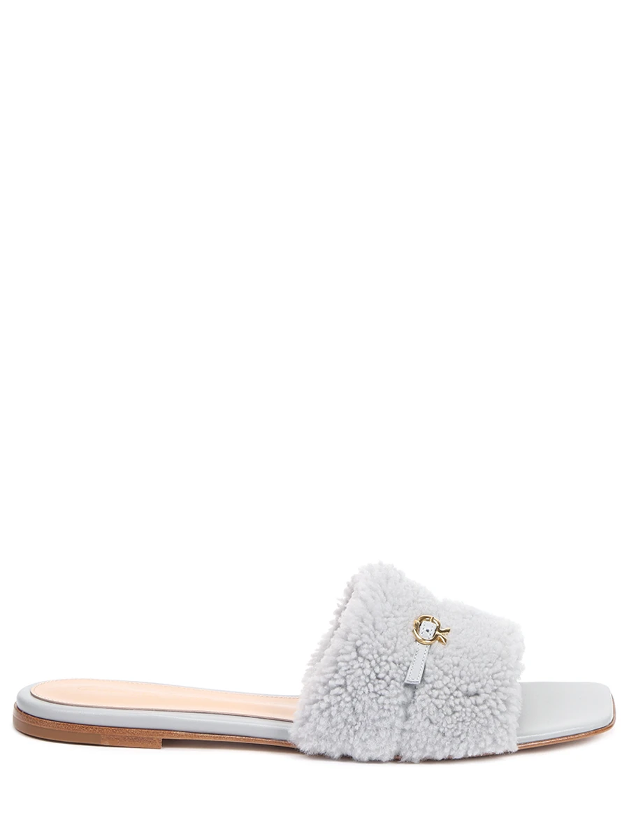 Шлепанцы кожаные Ribbon Cortina GIANVITO ROSSI G11420 05CUO MNP Серый 