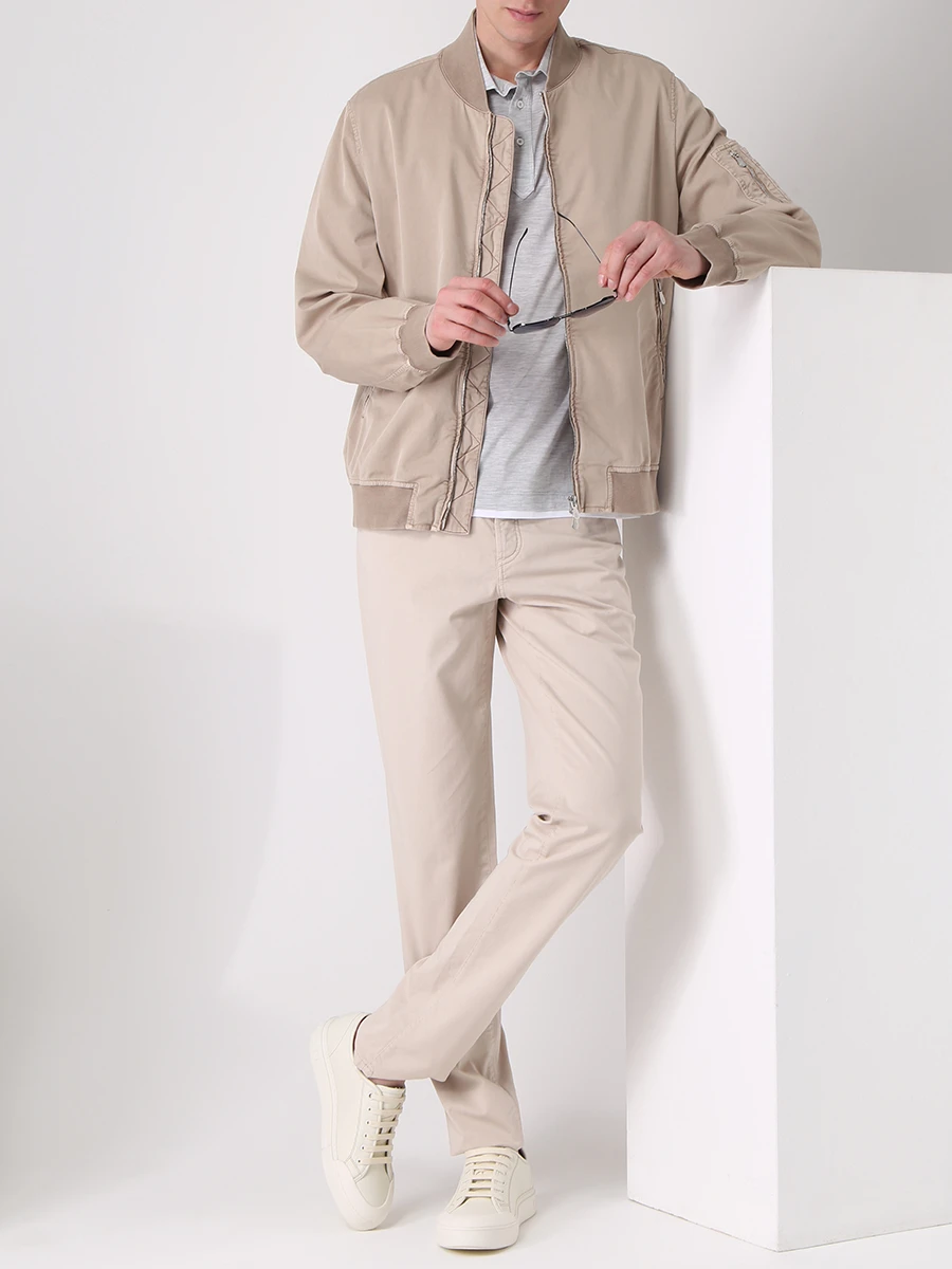 Поло из шелка и хлопка BRUNELLO CUCINELLI MTS463966 CC559 Белый  Фото 2