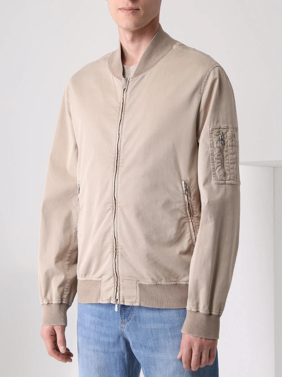 Бомбер хлопковый BRUNELLO CUCINELLI M289L6463 C6235 Бежевый  Фото 4