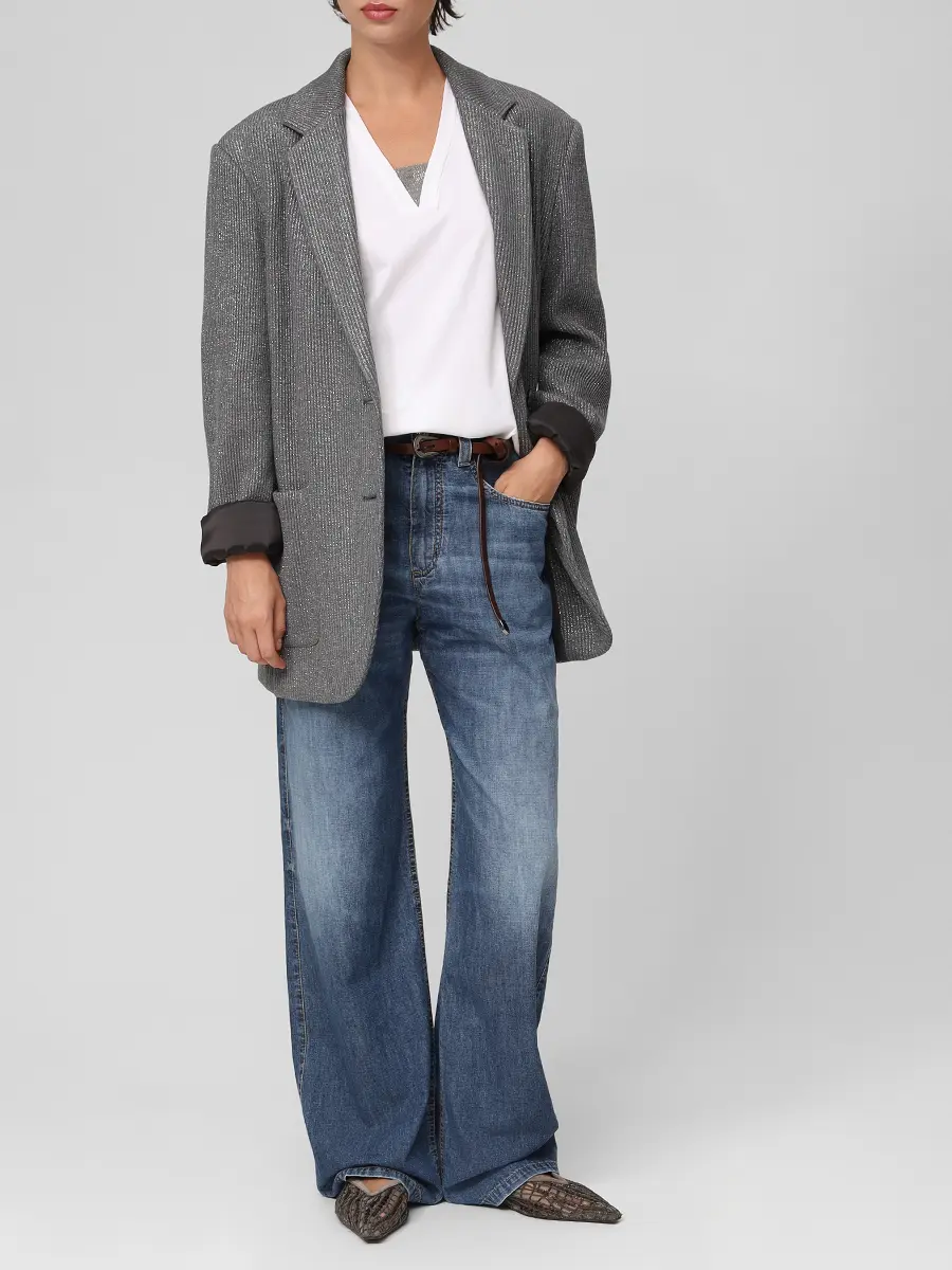 Футболка хлопковая BRUNELLO CUCINELLI M0A45EL662 C159 Белый  Фото 2