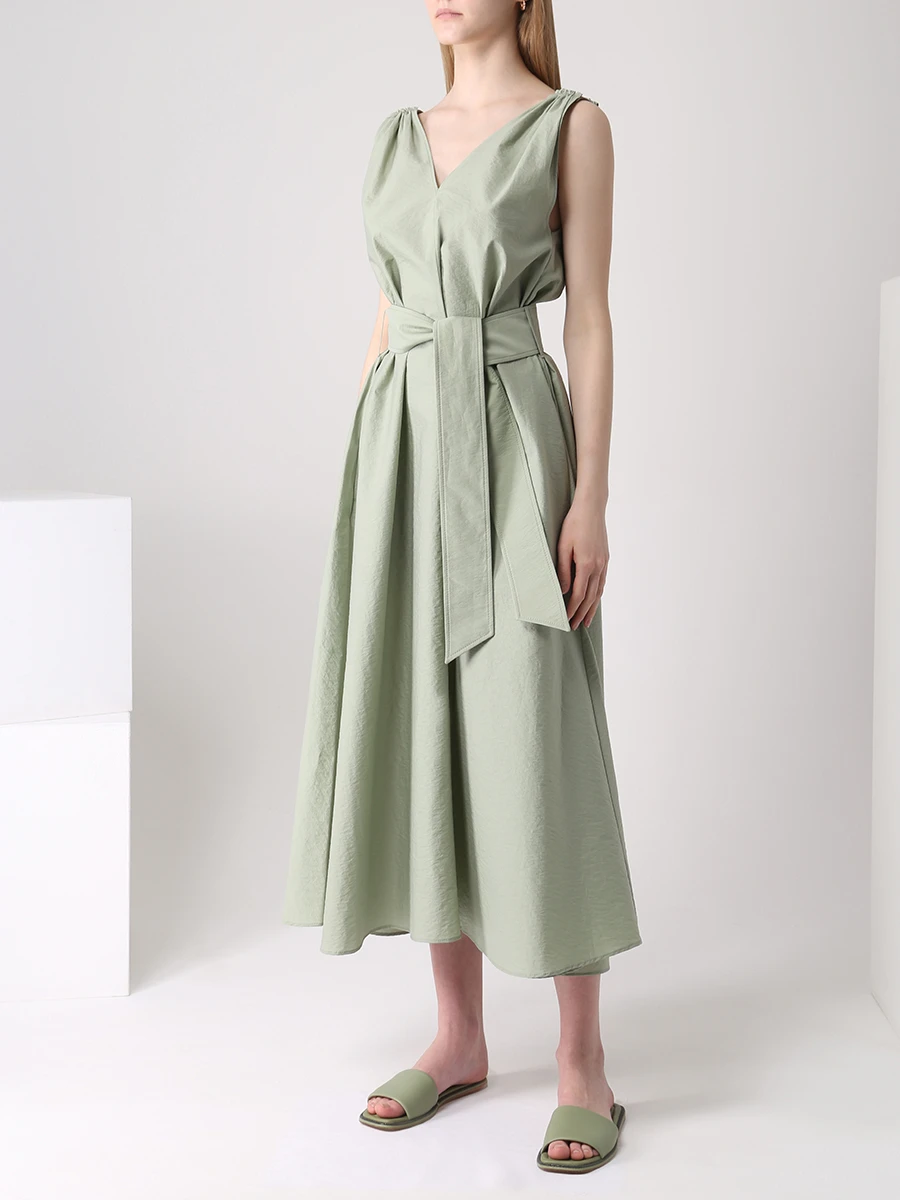 Платье хлопковое BRUNELLO CUCINELLI M0F79A4538 C8621 Зеленый  Фото 4