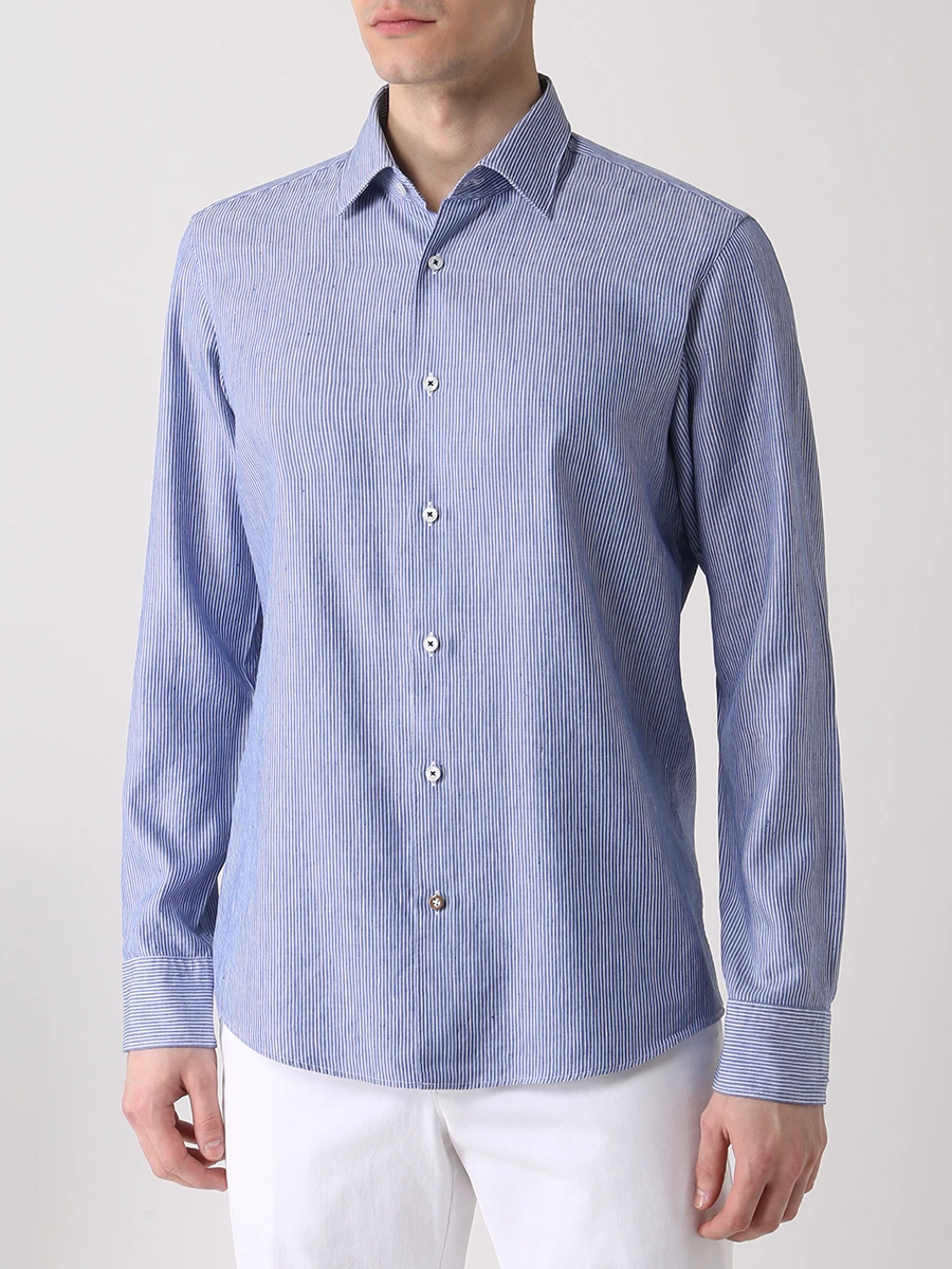 Рубашка Regular Fit изо льна и лиоцелла BOSS 50469810/413, размер 54, цвет голубой 50469810/413 - фото 4