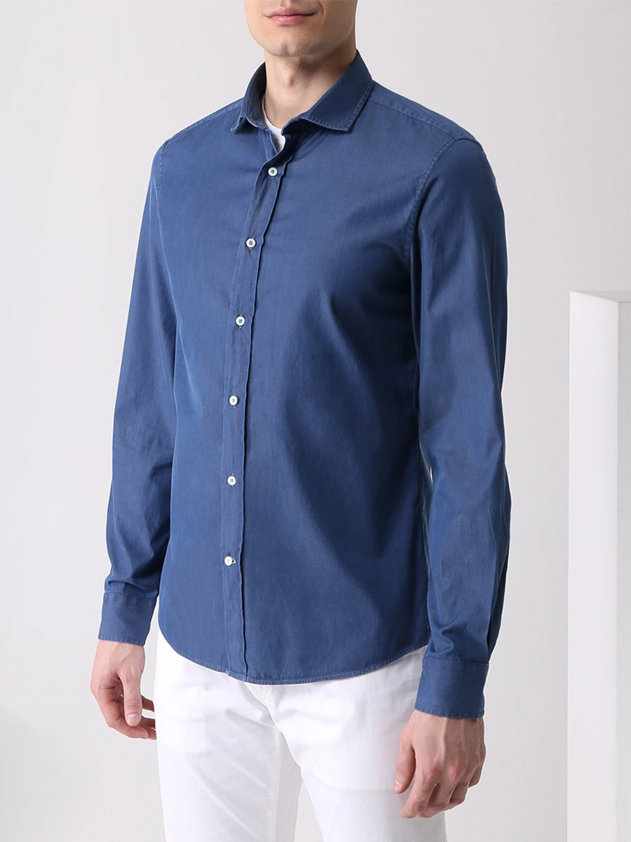 Рубашка Leisure Fit хлопковая BRUNELLO CUCINELLI ML6943029 COO3, размер 50, цвет синий - фото 4