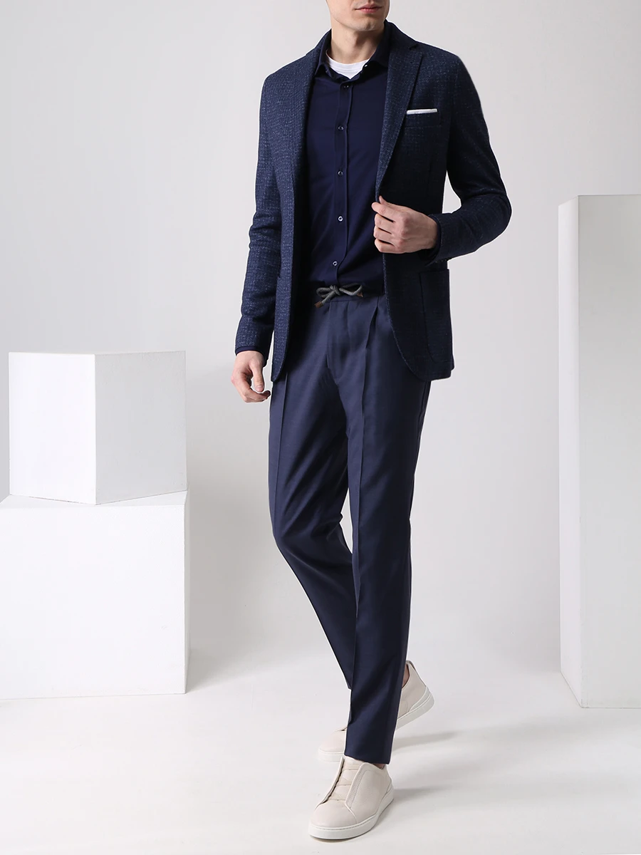 Рубашка хлопковая Leisure Fit BRUNELLO CUCINELLI MTS406699 C9670 Синий  Фото 2