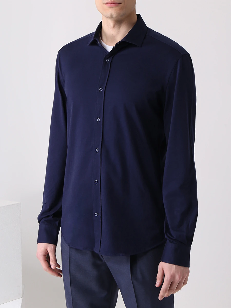 Рубашка хлопковая Leisure Fit BRUNELLO CUCINELLI MTS406699 C9670 Синий  Фото 4