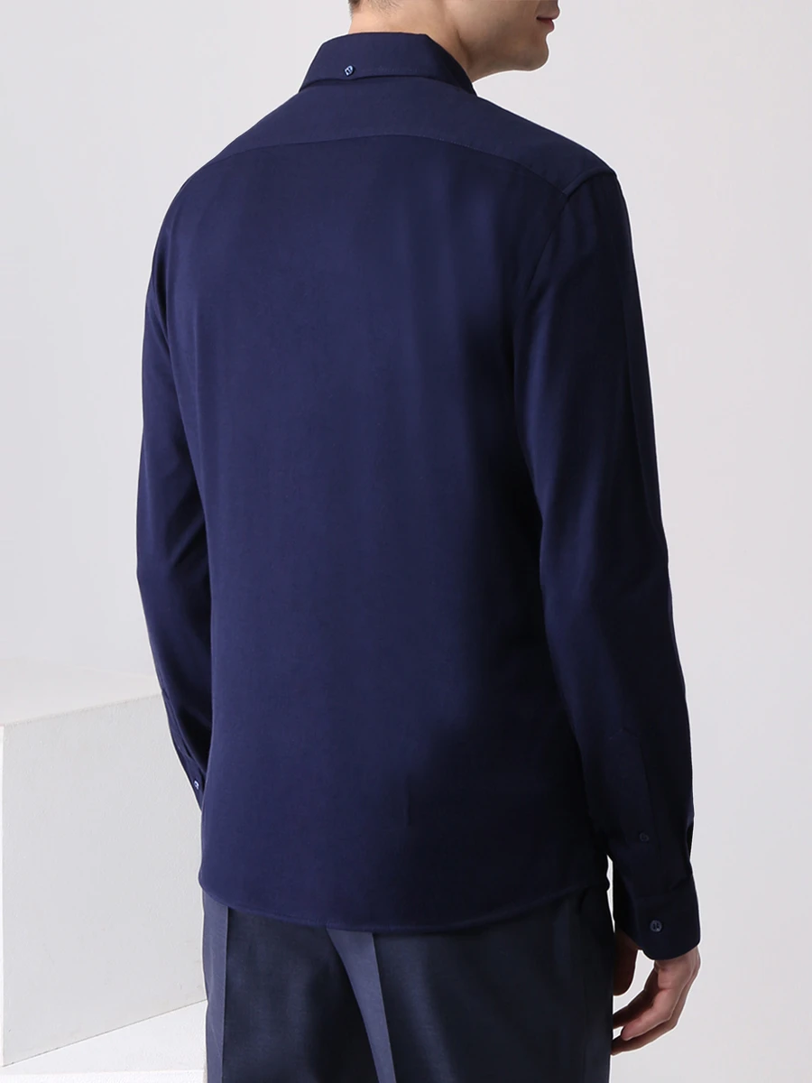 Рубашка хлопковая Leisure Fit BRUNELLO CUCINELLI MTS406699 C9670 Синий  Фото 3