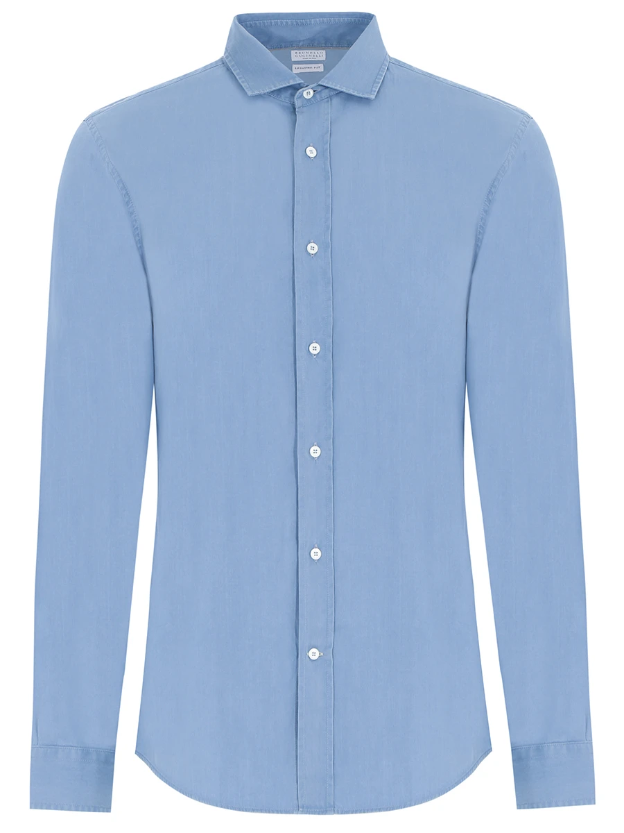 Рубашка джинсовая Leisure Fit BRUNELLO CUCINELLI ML6943029 COO8, размер 50, цвет голубой - фото 1