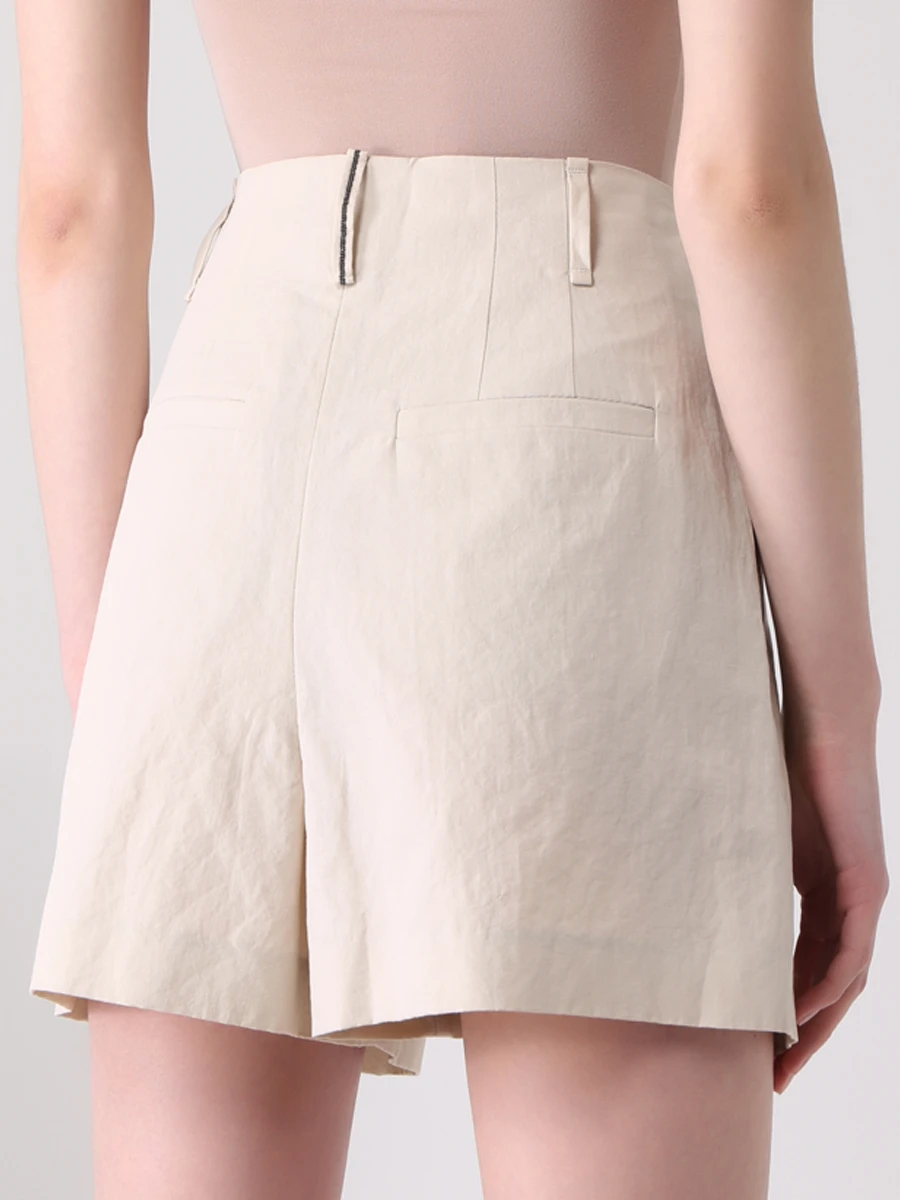 Шорты из хлопка и льна BRUNELLO CUCINELLI MH195P7832 C5942 Бежевый  Фото 3