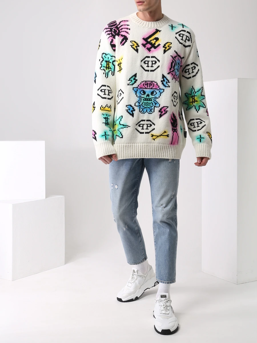 Джинсы хлопковые Straight Cut PHILIPP PLEIN MDT2777/08 голубой Голубой  Фото 2