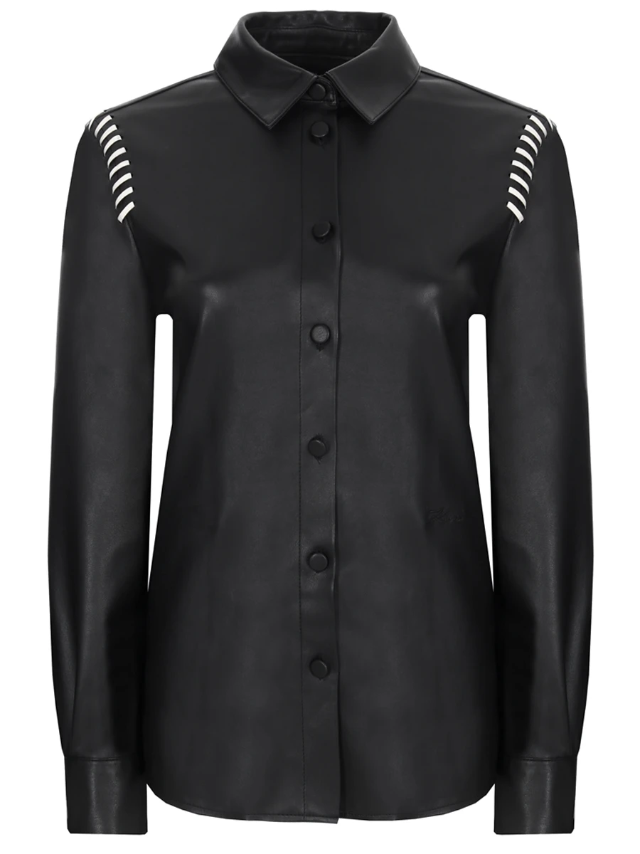 Рубашка из экокожи KARL LAGERFELD 220W1605, размер 38, цвет черный