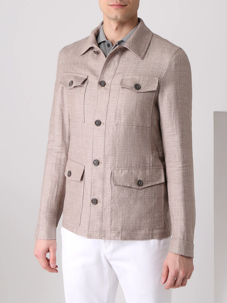 Куртка льняная CANALI SG02368/701/O30347 Бежевый  Фото 4