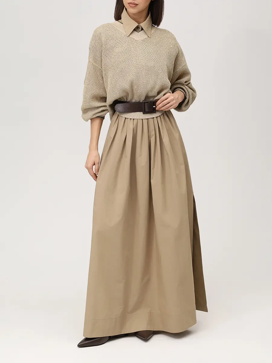 Платье хлопковое BRUNELLO CUCINELLI MH127A4896 C8610 Коричневый  Фото 2