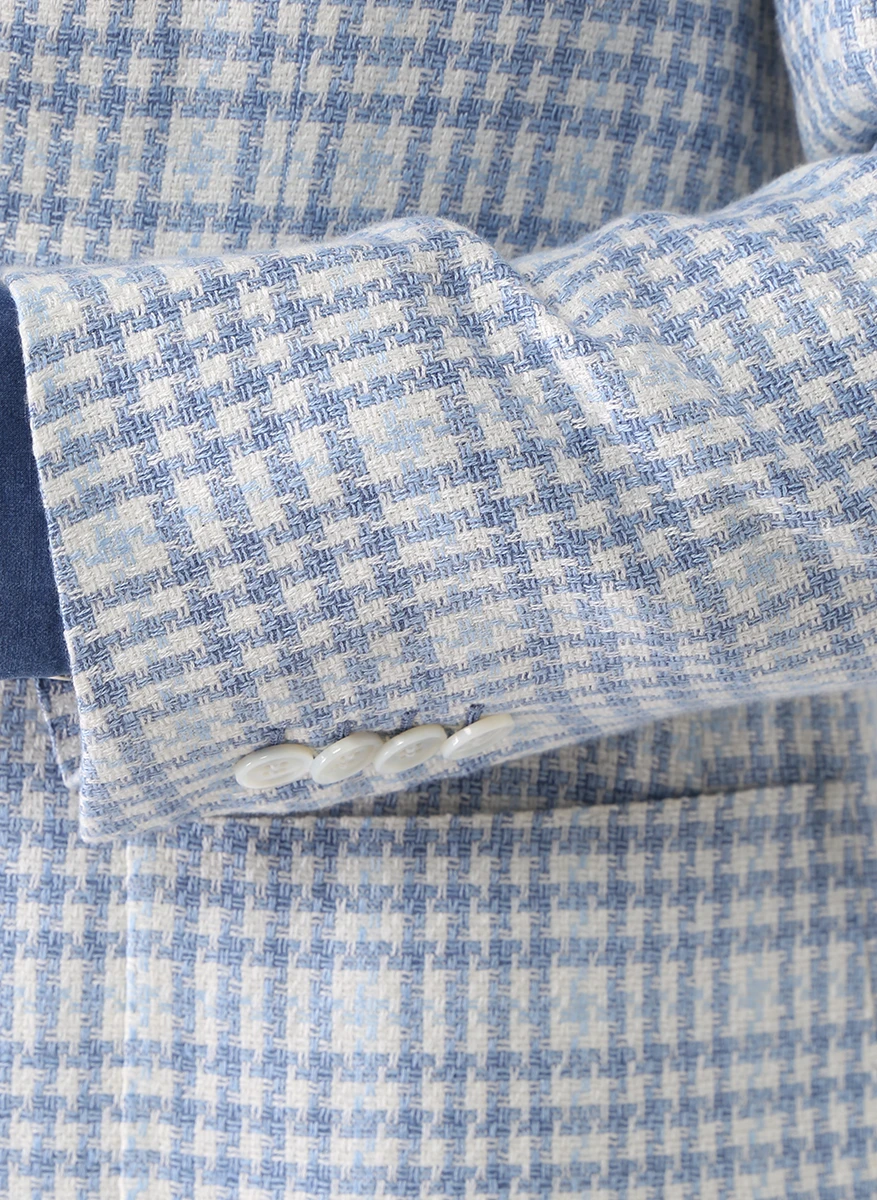 Пиджак в клетку KITON UG81K0638A03001 Голубой  Фото 5