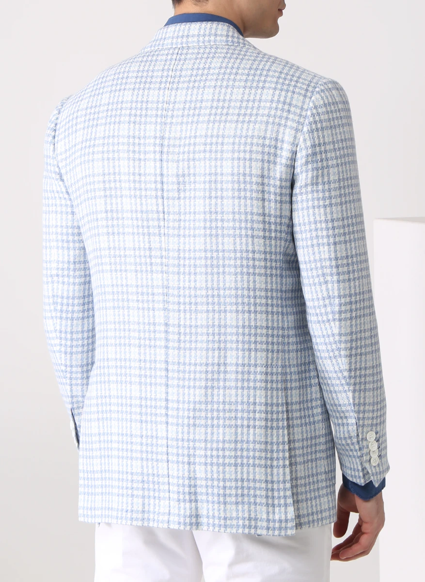 Пиджак в клетку KITON UG81K0638A03001 Голубой  Фото 3