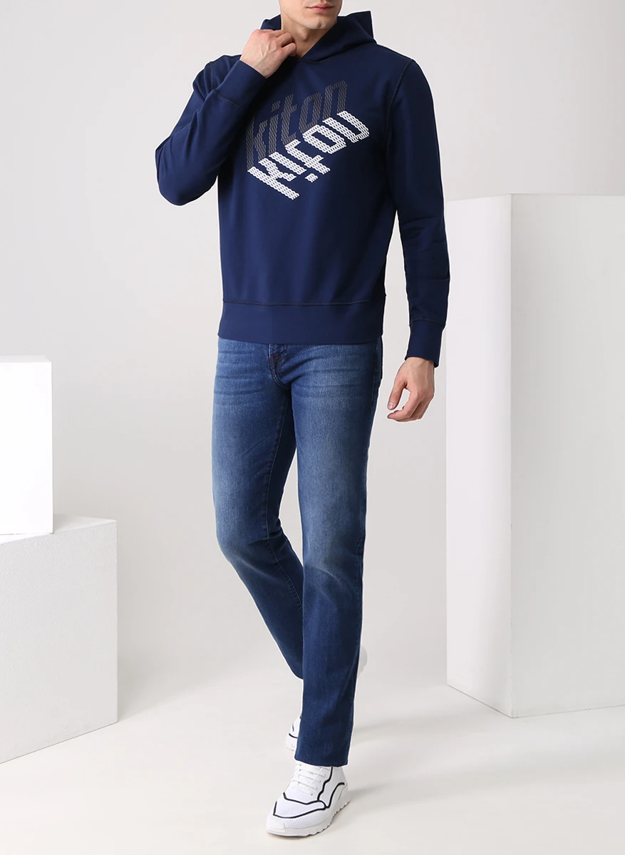 Худи хлопковое KITON UMK012609001 Синий  Фото 2