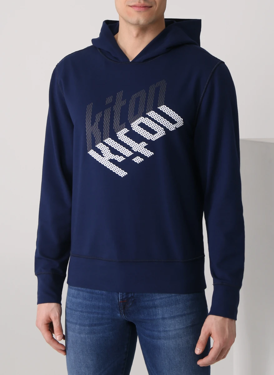 Худи хлопковое KITON UMK012609001 Синий  Фото 4