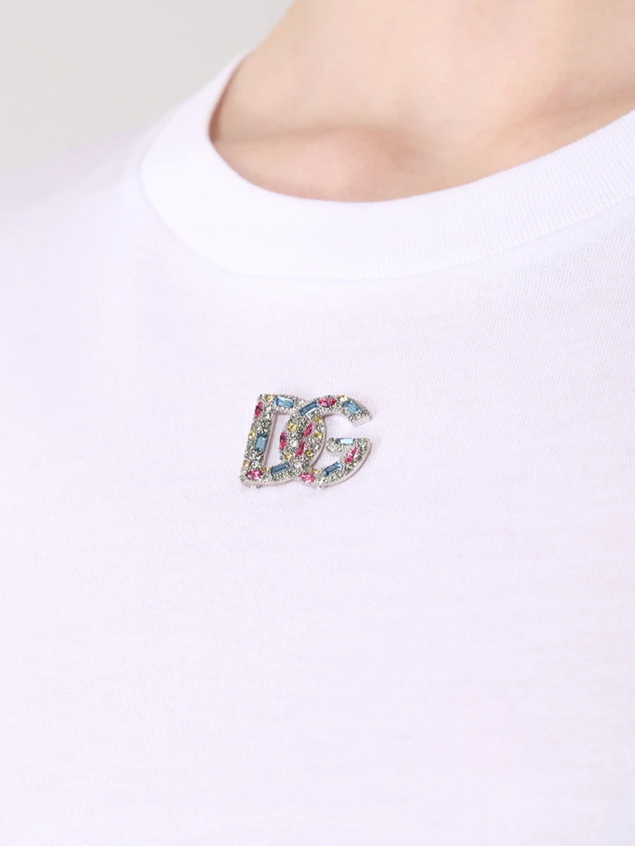 Футболка хлопковая DOLCE & GABBANA F8M69Z G7B3U S9000 Белый  Фото 5