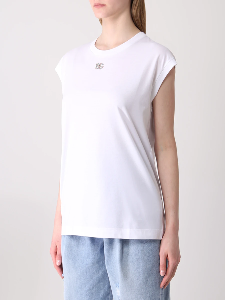 Футболка хлопковая DOLCE & GABBANA F8M69Z G7B3U S9000 Белый  Фото 4