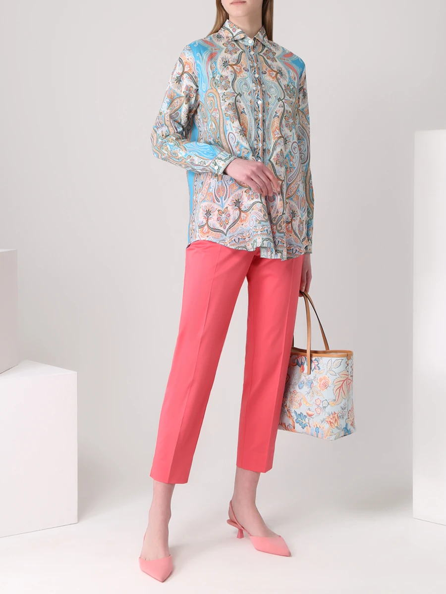 Брюки хлопковые ETRO D191911586 0600 Розовый  Фото 2