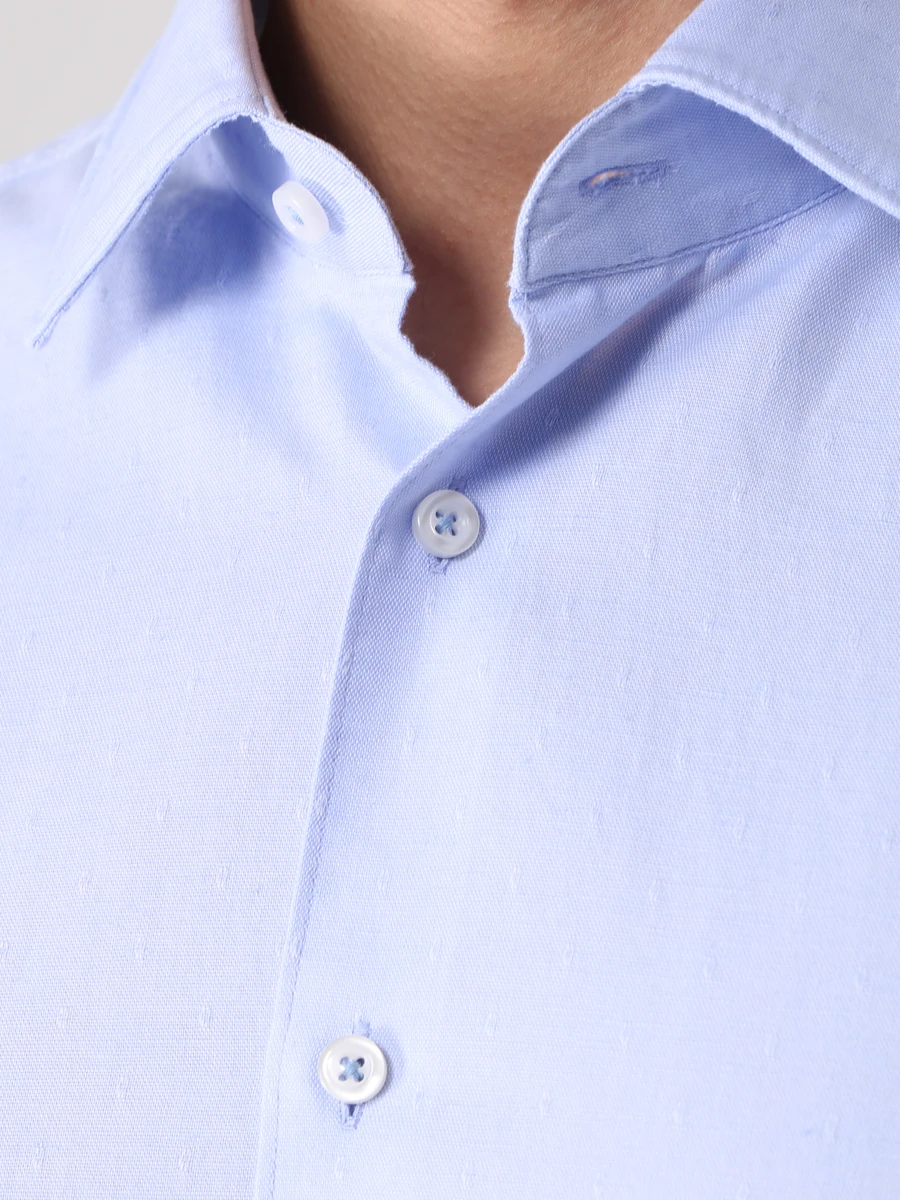 Рубашка Regular Fit из хлопка и льна BOSS 50469806/451, размер 48, цвет голубой 50469806/451 - фото 5
