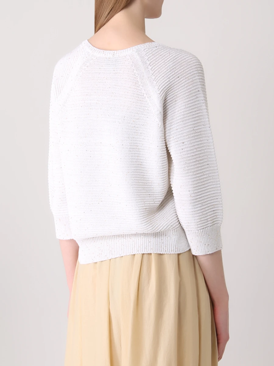 Пуловер хлопковый с пайетками LORENA ANTONIAZZI E22114VM08A/2545/2130 Белый  Фото 3